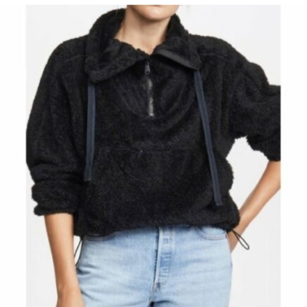 FP movement big sky black fuzzy pullover!